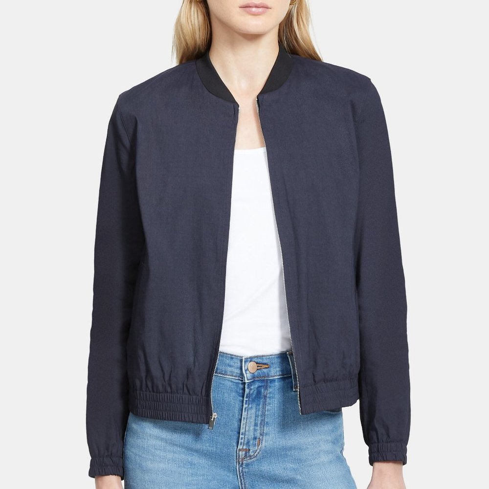 NWT Theory Bomber Jacket in Stretch Linen